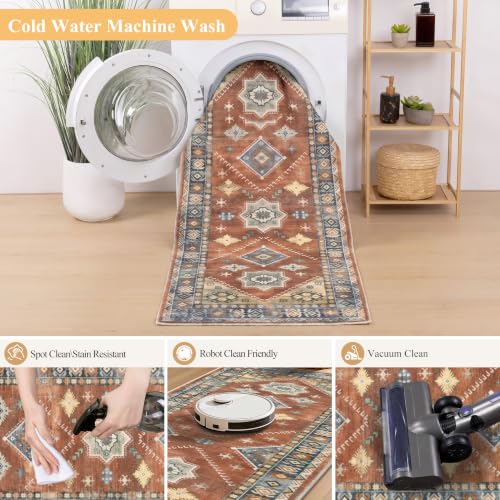 HEBE Boho Kitchen Rugs Set of 3, Non Slip Washable Kitchen Mats for Floor
