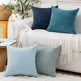 Pack of 4 Throw Pillow Covers 18x18 inch Blue Series Boho Cushion Covers Decorative Farmhouse Pillow Covers for Couch Bed Sofa Living Room Home Decor Soft Square Pillowcase