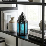 Vela Lanterns Decorative Indoor Moroccan Candle Table Centerpieces, Blue, S