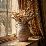 Ceramic Flower Vase Home Decor - 7.28Inch Farmhouse Rustic Vase,Double Handle Pottery Terracotta Vases for Living Room Dining Bedroom Table Decor Festive Decor Housewarming Gift
