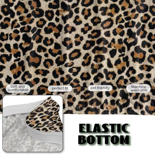Leopard Print Easy-Going Stretch Futon Slipcover Armless Futon Bed Cover Furniture Protector Without Armrests with Elastic Bottom for Kids