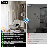 Dimmable Pharmacy Floor Lamp with Remote, 17W Gold LED Reading Floor Lamp with 360°Swing Arm, 3 Color Temperature, Height Adjustable Standing Task Lamp for Living Room, Bedroom, Office, Antique Brass