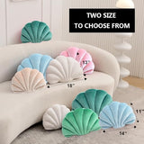 XIAIJIA Seashell Decorative Pillow Shell Shaped Throw Pillow 3D Insert Beach Pillow Soft Velvet Pillow Sea Ocean Decoration Couch Bed Pillow Cushions(Teal,14 X 11 inch)