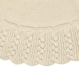 Ivory Knitted Christmas Tree Skirt, Cozy Cable Knit Design with Scalloped Edge and Ties, Rustic Farmhouse Holiday Décor for Christmas Tree Base(Ivory, 36")