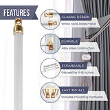Amazing Drapery Hardware White Swivel Sash Curtain Rods with Brass Ends, Set of 4 (Hardware Included) - Adjustable Length 11-19 Inches, Easy to Install Metal Rods for Doors, Windows, and Sidelights
