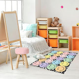 JarThenaAMCS 3.3 x 4 Ft Smile Face Area Rug Large Emotion Mat Colorful Composition Non-Slip Soft Fluffy Mental Health Floor Carpet for Back to School Living Bedroom Playroom