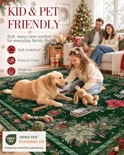 OLANLY 3x4 Christmas Accent Rug, Soft Non Slip Carpet for Entryway Bedside