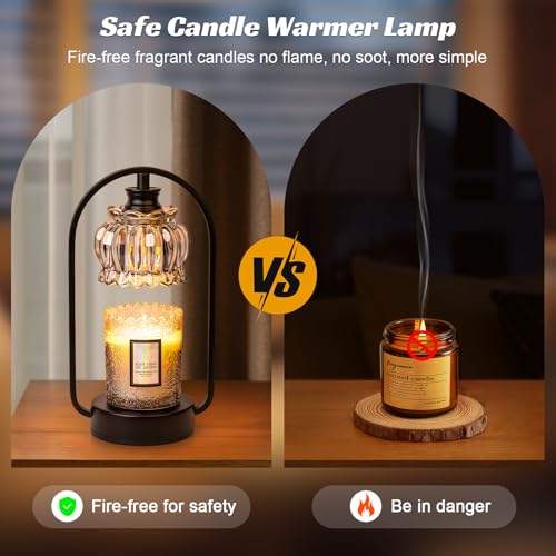 Candle Warmer Lamp, Electric Light with Timer Dimmer Clear Flower Shape Wax Melt Warmer for Birthday, Mothers Day, House Warming Gift (Includes 2 Bulbs)