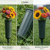 Evelots Cemetery Flower Vase with Sturdy Spikes/Stakes 2 Pack Outdoor Artificial or Fresh Flower Holder Grave Decoration
