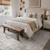 GENIMO 8x10 Area Rugs for Living Room, Machine Washable Non Slip Vintage Area Rugs, Low Pile Lightweight Print Rug for Bedroom, Dining Room, Home Office, Light Taupe Brown