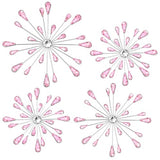 Hicarer 4 Pcs Starburst Wall Decor Bling Wall Art Crystal Teardrop 3D Hanging Rhinestone Radial Metal Artwork Modern Accent Sculptures Decorations for Living Room Home Office Bedroom(Pink)