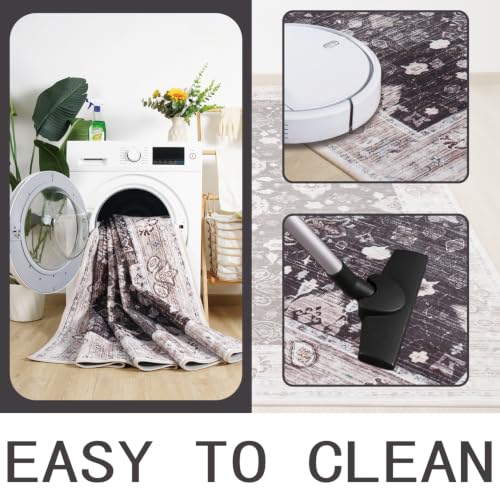 6x9 Area Rugs for Living Room, Washable Rug Vintage Floral, Coffee