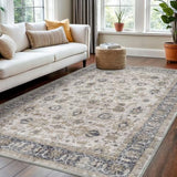 KOZYFLY Vintage 4x6 Rug Washable Large Rugs For Entryway Grey/Beige