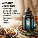 Vela Lanterns Decorative Indoor Moroccan Candle Table Centerpieces, Blue, S