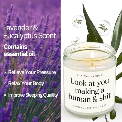 Funny New Mom Gifts, Handmade Scented Lavender Candle for New Mom After Birth, Postpartum Gift for Moms, First Time Moms Mothers Day Gift, Soy Wax Candle, 7 Oz