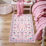 Tangsoo Pink Floral Small Rug for Entryway,2x3 Washable Entry Rug Non Slip