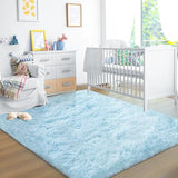 Ultra Soft Fluffy Rugs for Bedroom 4x6 Feet, Shag Area Rugs for Living Room, Large Comfy Furry Rug for Boys Kids Baby Room Decor, Non Slip Nursery Rug Modern Indoor Fuzzy Floor Carpet, Light Blue