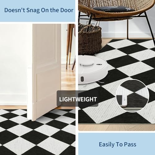 GarveeHome Checkered Hallway Runner Rug 2.6x8 Black and White Kitchen Rug