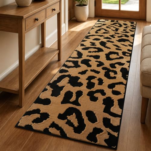 Leopard Hallway Runner Rugs 2x8: Washable Non Slip Cheetah Rug