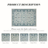 Area Rug 8×10, Large Vintage Boho Rug,Ultra-Soft Low Pile, Washable, Non Slip,Stain Resistant, Printed Carpet for Living Room Bedrooms Playroom Office Kitchen, Turquise/Cream