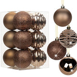 3.15" Christmas Ball Ornaments Brown 12 Pcs Shatterproof Christmas Tree Decorations Xmas Tree Medium Christmas Ornaments Balls with Hanging Loop for Halloween Wedding Holiday Party Wreath Home Decor