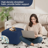 MeMoreCool Square Pouf Ottoman Foot Rest 20x20x15 Inches, Navy