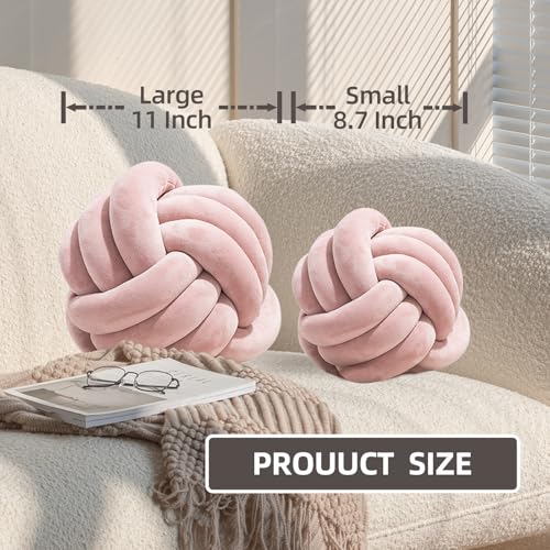 2 Pcs Knot Pillows, Black Knotted Ball Pillow Plush Throw Pillows for Bed Sofa Couch, 8.7" Decorative Round Pillow Cushions
