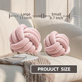 2 Pcs Knot Pillows, Black Knotted Ball Pillow Plush Throw Pillows for Bed Sofa Couch, 8.7" Decorative Round Pillow Cushions