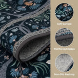 Joydeco Machine Washable Area Rugs 5x7, Boho Floral Rug for Bedroom Non Slip, Soft Forest Botanical Low-Pile Floor Indoor Throw Carpet for Living Dining Room Dorm Office, Black