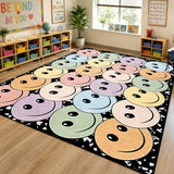8' x 10' Composition Notebook Classroom Rug Pastel Smiley Face Seating Carpet for Kids, Washable Non-Slip Educational Area Rugs Large Soft Play Mat for Kindergarten Nursery Playroom Decor