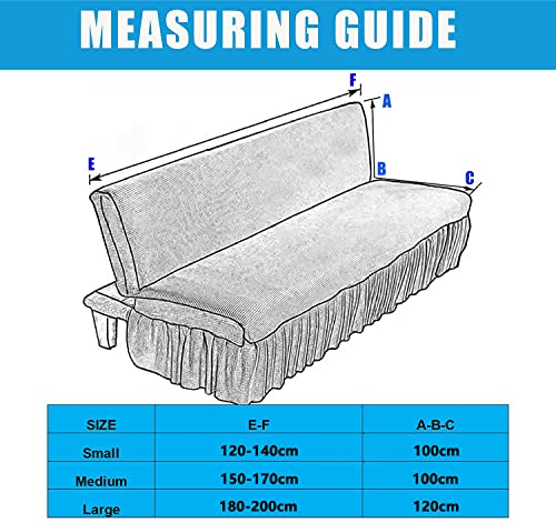 Printed Armless Futon Slipcover Stretch Futon Sofa Bed Cover Non-Slip Without Armrests Protector Machine Washable Futon Couch Slipcover -A-Small (120-140cm)