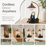 No Face Lamp, No Face Night Light, Mini Resin Anime Desk Lamp, Battery Operated Cute Room Decor Gift for Bedroom Shelf Office