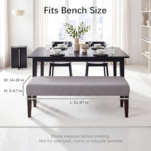 WOMACO Dining Bench Covers, Stretch Jacquard Removable Bench Slipcover, Dustproof Washable Seat Cushion Protector for Dining Room, Bedroom, Banquet (Dark Gray, Large)