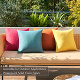 MIULEE Pack of 4 Decorative Outdoor Throw Pillow Covers Linen Waterproof Pillow Covers Summer Farmhouse Cushion Cases for Patio Garden Tent Balcony Couch Sofa 18x18 Inch Red/Turquoise