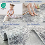2x8 Washable Non-Slip Hallway Runner Rug – Modern Coastal Abstract Neutral Stain-Resistant Low-Pile Carpet Runner for Kitchen Entryway Bedroom Bathroom (Blue Gray,2x8)