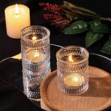DARJEN 4PCS Clear Votive Candle Holders - Glass Candle Holder for Tea Light Candle, Embossed Tealight Candle Holder for Wedding Centerpiece, Living Room & Home Table Decor