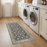 jinchan 2x5 Vintage Floral Runner Rug, Washable Non Slip, Black Taupe