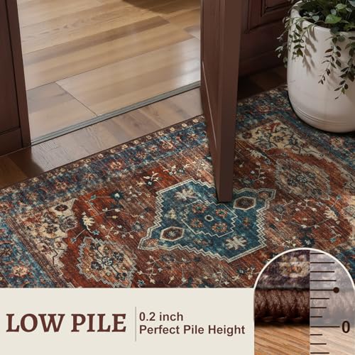 Tangsoo Oriental 2x6 Washable Runner Rugs for Hallways, Non Slip Runner Rug