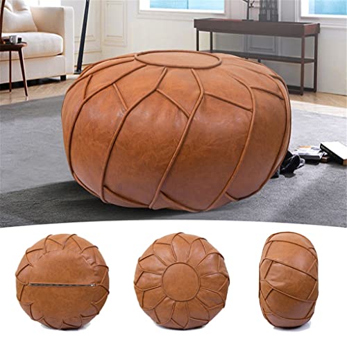 Retro Morocco PU Leather Pouf Home Tatami Decor Unstuffed Cushion Ottoman Sofa Living Room Footstool