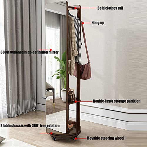 Solid Wood Household Full-Length Mirror Hanger One Full-Length Mirror Rotating Floor Mirror Wardrobe Mirror Fitting Mirror White