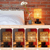 Cordless Rechargeable Outdoor Table Lamps, Battery Operated Table Lamp, Stepless Dimmable for Patio, Living Room, and Bedroom (Bulb Included) - Set of 2 (Beige)