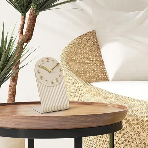 La Crosse Clock 437-3015SW Grooves Quartz Analog Tabletop Clock - Soft White