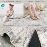 2x8 Washable Hallway Runner Rug – Non-Slip Modern Abstract Neutral Low-Pile Stain-Resistant Carpet Runner for Kitchen Entryway Bedroom Bathroom (Gray Beige,2x8)