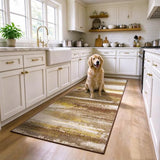 Runner Rug 2x6, Abstract Non-Slip Washable Rug for Hallway, Brown