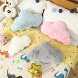 YRXRUS Cloud Pillows, White Cloud Shaped Pillow, Decorative Throw Pillow Gifts, Cute Plush Room Decor, Fluffy Faux Rabbit Fur 9.5"x16" Pillows for Living Bedroom Kids Room