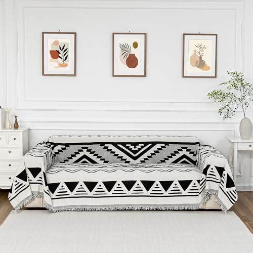 MYSKY HOME Couch Cover for Sectional Sofa Set Boho Geometric Furniture Sofa Cover Washable for Dog Cat Pets Couch Cover 3 Seat Sofa Chenille Couch Protector Multi-Use Couch Covers Blanket,71" X134"