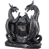 DWK Twin Evil Dragons Antiqued Mantel Clock Table Desk
