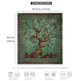 THE ART BOX Tapestry Green Tree of Life Wall Hanging – Indian Cotton Full Size Bedspread, Picnic Sheet, Wall Decor, Blanket, Wall Art for Bedroom (Full, 85x90 Inch)