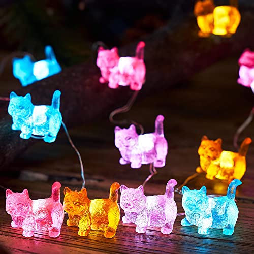 Cat Décor Cute Indoor String Light Fairy Lights Plug in Decorative Lights 10ft 30LED Battery Operated or USB for Bedroom Kids Tent Camping Christmas Tree Ornaments