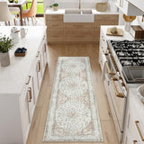 Lahome Oriental Kitchen Runner Rug,2x6 Washable Runners for Hallways Non-Slip Bathroom Rug Runner 6ft,Ultra-Thin Soft Indoor Rug Traditional Carpet Runner for Bedroom Laundry Room Helena Terracotta